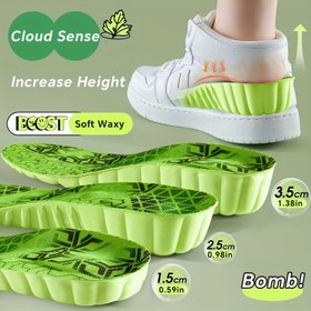 Resim TPU Topuk Yükseltici Tabanlıklar - 1 Çift Rahat Boy Uzatma Yastıkları ve Kupaları, Erkekler ve Kadınlar için Anti-Koku Pelin Otu Destek Pedi, Görünmez 1,5 cm ila 3,5 cm Asansör Ayakkabı Ekleri 