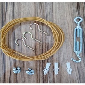 Resim Balkon Filesi Montaj Seti 2,50 X 6 Metre Için Montaj Aparatları Çelik Halat 