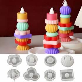 Resim 8 Parça Üst Üste Dizilebilir Mum Yapım Seti, Reçine Kalıp, Alçı Mum Tutucu Kalıbı, Geometrik Silikon Kalıplar Ev Dekoru İçin, Alçı ve Reçine El Sanatları için Uygun, Modern Tasarım, El İşi Tutkunlarına ve DIY Severlere Mükemmel Hediye, Ev ve Doğum Günü Hediyeleri İçin İdeal 