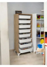 Resim 8 Sepetli Modern Oyuncak Dolabı Çok Amaçlı Dekoratif Dolap Çok Renkli 
