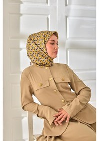 Resim Silk Home Twill İpek Eşarp 11481-27 Vizon, Mavi, Sarı, Yeşil, Koyu Vizon 
