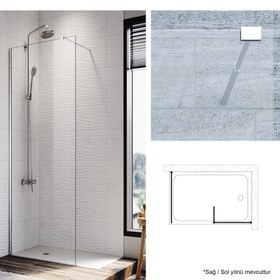Resim Seperatör Duşakabin | 3 Sabit Önden Girişli Cam Panel - 140-149cm / Siyah / Sabit panel 