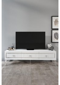 Resim 180 CM KLAS MDF MEBRAN KAPAK BEYAZ GÜMÜŞ 