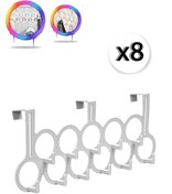 Resim Mashotrend 8 Adet Beyaz Gondol Kapı Arkası Askılık - Çok Amaçlı Kapı Arkası Askılığı 
