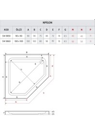 Resim Shower 100X100 Beşgen Duş Teknesi Flat 