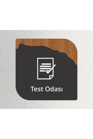 Resim zafrakreklam Ofis -Kapı İsimliği, Yönlendirme Levhası 16x16Cm Antrasit - CEVİZ - TEST ODASI 