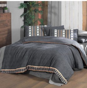 Resim Tomris King Size Battal Boy %100 Pamuk Flanel Pazen Nevresim Takımı Gri Gri 