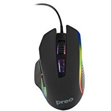 Resim Preo MG17 Rgb Led 8 Makro Atama 6400 DPI Kablolu Gaming Mouse 