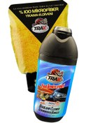 Resim ARACINIZ İÇİN EN İYİSİ T-RAX Trax %100 Mikrofiber Kaliteli Yıkama Eldiveni Ve Oto Far Temizleyici Sıvı 250 ml 