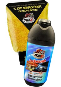 Resim ARACINIZ İÇİN EN İYİSİ T-RAX Trax %100 Mikrofiber Kaliteli Yıkama Eldiveni Ve Oto Far Temizleyici Sıvı 250 ml 