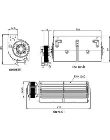 Resim Allgoo Radyan Fan Radyal Fan Isıtma/soğutma Motoru 60X180MM 