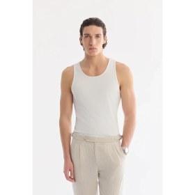 Resim AVVA Erkek Beyaz Kolsuz Basic Fitilli Regular Fit Atlet B001058 