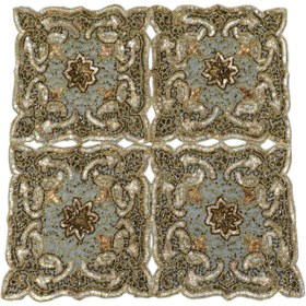 Resim Otantik El İşi Kum Boncuklu İnce Masa Sehpa Fiskos Örtüsü 5969 