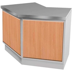 Resim Öztiryakiler Nötr Serv Bankosu Açılı Ara Raflı Ahşap Kaplı 150x70 CM 