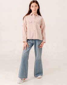 Resim Kız Çocuk Kapak Taşlı Gömlek 3159 Bej 