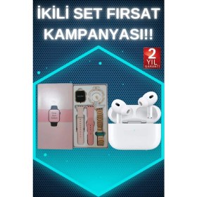Resim MiraLive 3 Kordonlu Pembe Amoled Ekran Akıllı Saat ve Yeni Nesil Pro Kablosuz Bluetooth Kulaklık Anc/enc 