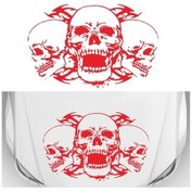 Resim Sones D-923 Üç Kafatası Desen Araba Modifiye Dekoratif Etiket Kırmızı 