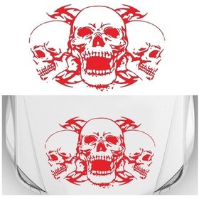 Resim Sones D-923 Üç Kafatası Desen Araba Modifiye Dekoratif Etiket Kırmızı 