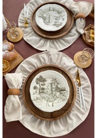 Resim Naturel Amerikan Servisi Yuvarlak 2'li Vintage 40 CM 