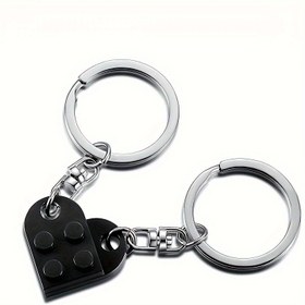Resim 2 Adet Şarap Kırmızısı Siyah Aşk Yapı Taşları Anahtarlık - Sevgililer Günü Hediyesi, Arkadaşlık ve Erkek/Kadınlar İçin Doğum Günü Hediyesi 