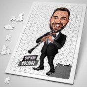 Resim Klarnet Çalan Erkek Karikatürlü Puzzle 