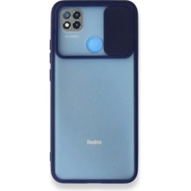 Resim Kzy Xiaomi Redmi 9c Kapak Lensi Açılır Kapanır Kamera Korumalı Silikon Kılıf - Lacivert 