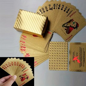 Resim Altın Su Geçirmez Plastik Oyun Kartları - Zarif Altın Folyo Tasarımıyla Muhteşem Maça ve Ürük Desenli, Poker, Köprü ve Rummy Oynama için Uygun - Ev Gecesi Eğlencesi & Profesyonel Oyunlar İçin Dayanıklı Destek 