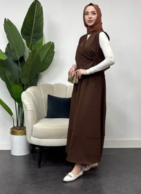 Resim Tesettür Diyarı Dubai Yelekli Etekli Dabıl Kumaş Takım 
