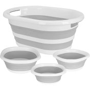 Resim Lira 4 Parça Katlanabilir Set - 27 Lt Akordiyon Çamaşır Sepeti - 3 x Badya Set 