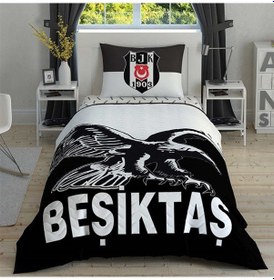 Resim Taç Lisanslı Kapitoneli Nevresim Takımı Beşiktaş Kartal Tek Kişilik 