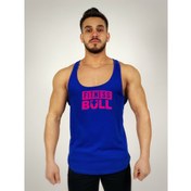 Resim Mavi Erkek Regular Fit -Pink Fitness Bull- Baskılı Sporcu Atlet 