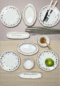 Resim Tabak Evi Stoneware Flower Green Kahvaltı Takımı 6 Kişilik 14 Parça 