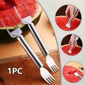 Resim 1 Paket Paslanmaz Çelik Karpuz & Kavun Dilimleyici - Ergonomik Saplı 2'si 1 Arada Bıçak & Çatal, Güvenli Meyve Hazırlığı için Kolay Doğrama & Toplama Aracı, Ev Mutfakları ve Açık Hava BBQ Partileri İçin Mükemmel, Şık Metalik Bitiş, Dayanıklı Mutfak Gereci, Kullanımı Kolay 