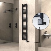 Resim Radiva Haiti Elektrikli Havlupan 300 Watt 300X1800 Düz Mat Siyah (Ktx3 Termostatlı) 