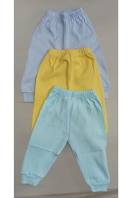 Resim özdemirli bebe Unisex Bebek Mavi Patiksiz Alt Pijama Ayaksız 3'lü Paket 