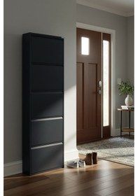 Resim Metal Ayakkabılık 5'li Model Siyah 