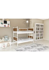 Resim Metalia Gm 128 Star Ahşap Metal Ranza Beyaz-Ceviz 