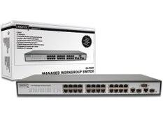 Resim Digitus DN-60031 24 Port 100TX 1 Port 10\u002F100\u002F10000 2+ SNMP Yönetilebilir Fast Ethernet Switch 