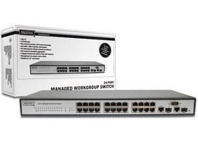 Resim Digitus DN-60031 24 Port 100TX 1 Port 10\u002F100\u002F10000 2+ SNMP Yönetilebilir Fast Ethernet Switch 