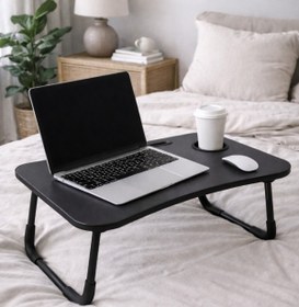 Resim hodbehod Yatak Koltuk Üstü Laptop Tablet Sehpası Katlanır Siyah Ayaklı Çalışma Kahvaltı Masası 