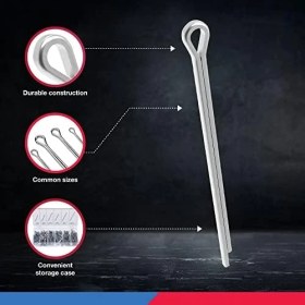 Resim Skygo 50454A Kamalı Pim Çeşitleri | 555 Parça | Çinko Kaplama Üstün Kalite | Çelik Bölünmüş Pin Bağlantı Elemanı Klipsleri | Düz Tokalar | Pimleri Veya Somunlarını Yerinde Tutar 