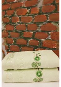 Resim Özdilek Dila Nakışlı 2'li Havlu - Yeşil Çok Renkli 