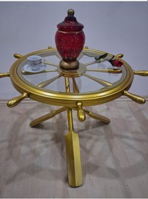 Resim Orta Sehpa Dümen 90636 Model Ahşap Çapraz X Ayak Parlak Gold Lake Boya El Yapım Gold 