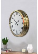 Resim Altın Gold Rengi Metal Çerçeveli Salon Ofis Duvar Saati 40 Cm (531956794) 