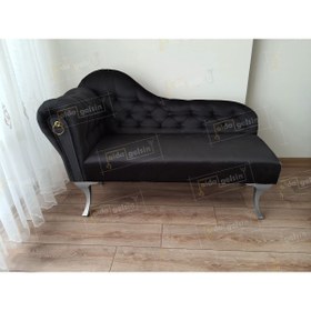 Resim aldagelsin Dekoratif Bihter Koltuk Josefin Puf 110 cm Gümüş Ayak 