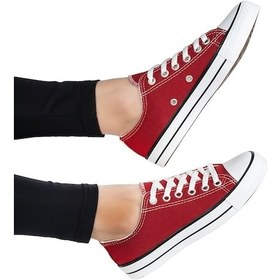 Resim Unisex Bordo Keten Spor Ayakkabı Bordo 