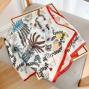Resim Şık 27,5 İnç Kadınlar İçin Kare Eşarp - Vintage Tarzı, Çok Amaçlı - Günlük Kıyafetler, Boyun Aksesuarları veya Başörtüsü için Mükemmel 