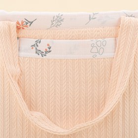 Resim Bebek Bakım Çantası - Somon Örgü - Yeşil Çiçekler 