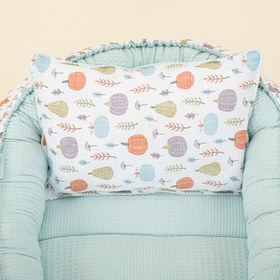 Resim Babynest ve Yastık - Çift Taraflı - Turkuaz Waffle - Yeşil Balkabağı 