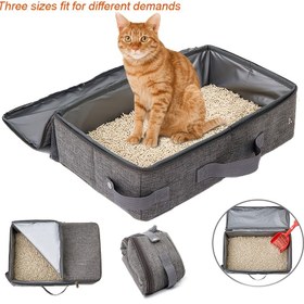 Resim 1 adet Taşınabilir Katlanabilir Su Geçirmez Kedi Tuvalet Kutusu, PEVA Astarlı, Kolay Temizlenir, Seyahat Dostu Kedi Tuvaleti Araba ve Dış Mekan Kullanımı İçin, Dayanıklı Oxford Malzeme, Dikdörtgen Evcil Hayvan Tuvaleti 